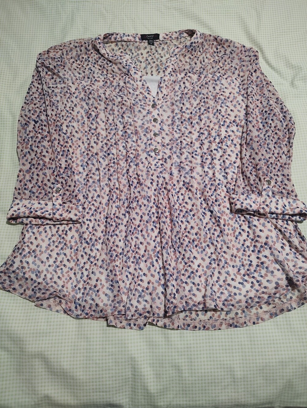 Cocomo Pink Multi-Dot Pintuck Blouse